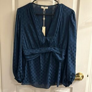 Size S - Max Studio, Dark Teal V Neck Blouse